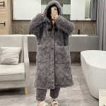 PLUS SUURUS Pikk kapuutsiga hommikumantel Puuvillast polsterdatud flanell Paarise pidžaamakomplekt Talvine lahtine koduriietus Paksendatud soe &ouml;&ouml;r&otilde;ivas M