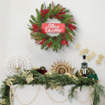 20 inch Christmas Wreath,for Front Door Garland Wall Hanging Ornament for Porches without Light