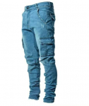 T&auml;nava Elastsed Teksad Meestele Denim Cargo P&uuml;ksid Pesu Taskud Vabaaja Keskmise V&ouml;&ouml;kohaga P&uuml;ksid Slim Fit Kandmiseks Joggerid M tumesinine v&auml;rv
