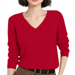 Naiste pikkade varrukatega kootud sviiter V-kaelusega, &otilde;huke topp L beež