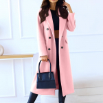 Naiste &uuml;hev&auml;rviline &uuml;hev&auml;rviline rev, pikkade varrukatega kaherealine villane mantel L must