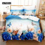 Lille liblikaga voodipesukomplekt tekikotikomplekt 3D voodipesu digitaaltr&uuml;kk voodipesu queen-size voodipesukomplekt moedisain EU single(135x200cm)