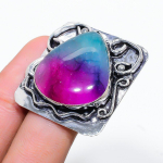 Rainbow Solar Quartz Handmade 925 Sterling Silver Jewelry Ring Size 9 w6e15