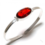 Mozambique Garnet Gemstone Ethnic 925 Silver Cuff Bangle Adjustable z7s83