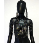 Seksikas s&uuml;gava V-kaelusega seljata camisole naistele L&auml;ikiv kividest &otilde;&otilde;nes l&auml;bipaistev fishnet kapuutsiga tank top Rave festivali crop topid One Size must