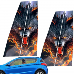 Autokeskuse samba kleebis Autokeskuse veeru kleebis Leekidest haaratud must hunt k&uuml;ljeukse akna katte akna samba postid