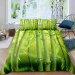 Bambusest tekikotikomplekt Bambusest okste voodipesukomplekt Puuprindiga tekikott Luksuslik retro lilleline stiil Voodikate Queen Size 155X220cm-3pcs