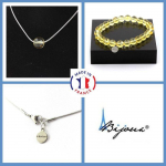 Pierres et Min&eacute;raux. Parure bijoux Bracelet Collier 1 Perle Citrine 8 mm. Chaine en acier Taille personnalisable.