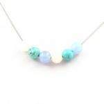 Pierres et Min&eacute;raux. Collier perles Quartz rose + Aigue-Marine + Howlite Turquoise 8 mm. Collier femmes, hommes. Taille personnalis