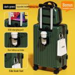 Jaapani stiilis kompaktne v&auml;rske kohver: Vastupidav universaalne ratask&auml;ru noortele, naistele ja meestele naha ja paroollukuga 28 inches tumeroheline v&auml;rv