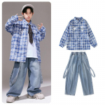 Hip Hop Poisid Tasutud S&auml;rk Denim Vest Lahtised Teksad T&uuml;drukud Jazzi Pluus Laps T&auml;navatantsu Riiete Komplektid Lapsed T&auml;navamood Teismelised Kost&uuml;&uuml;mid 180