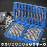 50 tk magnetiline kruvikeeraja otsikute komplekt - eriti pikad 75 mm turvaotsikud 1/4 kruvikeerajatele - Torx, t&auml;ht, kuuskant ja Spline otsikud