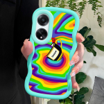 V&auml;rvitud muster Big Wave Edge pehme silikoon materjal Macaron telefoni &uuml;mbris p&otilde;rutuskindel kaitsev kummist &uuml;mbris OPPO Reno Realme jaoks OPPO A38 must