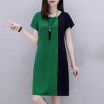 Elegantne 3D-tr&uuml;kiga patchwork naiste kleit, vabaaja &uuml;mara kaelusega vestidos, suvine l&uuml;hikeste varrukatega p&otilde;lvepikkusega r&uuml;&uuml;, avar kleit S