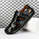 Suvised meeste nahast sandaalid, lamedad kingad, matkasandaalid, meeste rannasandaalid 39 must