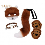 Kunstkarusnahast rebase saba komplekt Kassihundi cosplay kost&uuml;&uuml;m Palusmask kohev K&auml;pp Kindad Halloweeni j&otilde;ulupeo rollim&auml;ngu aksessuaarid C