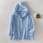 Suvine &otilde;huke linane kapuutsiga pusa naiste pluss suuruses elegantne vabaaja puhkuse p&auml;ikesekaitse kliimaseade s&auml;rk M