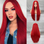 Pikk punane parukas Sirge Middlepart Cosplay parukas t&uuml;drukutele Sally Red Kleit Parukas Peo Parukas Halloweeni Parukas J&otilde;uluparukas 1B/30HL
