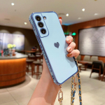 Samsung S24 S23 S22 Ultra A55 A35 S21 FE A15 A25 A54 5G jaoks Ristkeha Kaelakee Rihm Pael Plakeeritud S&uuml;damega P&otilde;rutuskindel Kate Samsung A35 5G