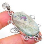 Ruby in Fuchsite Ethnic Handmade 925 Sterling Silver Jewelry Pendant 24.03 T5m80