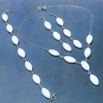 Natural White Coral Gemstone Handmade 925 Sterling Silver Gift Jewelry Set v2h75