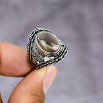 Smoky Topaz Handmade 925 Sterling Silver Jewelry Ring Size 7.5 l1s16