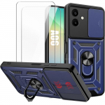 Coque pour samsung galaxy a06, bleu marine + 2 verres tremp&eacute;s, coque antichoc anti-rayure rigide