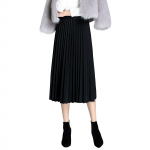 Kevadine keskmise pikkusega kitsas mitmek&uuml;lgne k&otilde;rge v&ouml;&ouml;kohaga elegantne plisseeritud seelik One Size must