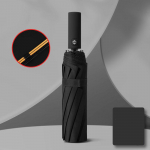 12 Bone Black Glue t&auml;isautomaatne vihmavari paksu ja vastupidava kiiliga kolme volditava vihmavari, UV-kindel kokkupandav vihmavari 1PCS