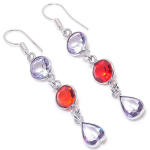 Natural Mozambique Garnet,Amethyst Stone 925 Sterling Silver Earring 2.44 p9m31