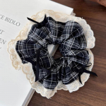 Retro ruuduline pitsist juuksekummid, lipsuga peapaelad naistele ja t&uuml;drukutele, moekad elegantsed juuksekummid, kummipaelad, juukseaksessuaarid