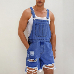Meeste Mood &Uuml;hev&auml;rviline V-kaelusega N&ouml;&ouml;pidega Tasku Pesuvesi Denim Reguleeritavate L&uuml;hikeste Rihmadega Jumpsuit L tumesinine v&auml;rv