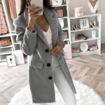 Elegantne Slim Fit Pikk Mantel Naistele Pl&uuml;&uuml;sist &Uuml;hev&auml;rviline Segu &Uuml;ler&otilde;ivad N&ouml;&ouml;pidega XXXXL hall v&auml;rv