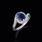 Elegantne naturaalne ovaalne 7*9mm siniste k&uuml;aniitidega s&otilde;rmus ehtsad v&auml;&auml;riskivid 925 Sterlingh&otilde;be peened ehted naiste banketiks s&uuml;nnip&auml;evakingitused US RING SIZE:6# sinine