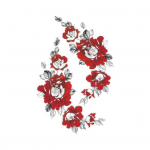 Hiina lilleline ajutine t&auml;toveeringukleebis punane lill veekindel kehakleebis kauakestvad v&otilde;ltstatoveeringud festivalipidu naha kunstikleebised punane