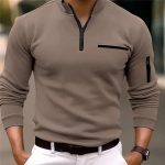 Meeste pikkade varrukatega polos&auml;rk Moodne &uuml;hev&auml;rviline Vaba aeg Sport Pullover Golf Slim T-s&auml;rk Meeste vabaajar&otilde;ivad. 3XL khaki
