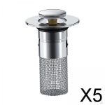 5xPush Type Basin Bound Drain Filter Anti Overflow for Household Lavatory Hotel PP core