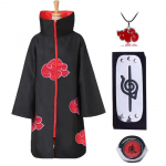 4 tk Anime Naruto Akatsuki Uchiha Itachi Cosplay kost&uuml;&uuml;m R&uuml;&uuml; R&uuml;&uuml; Ninja Mantlikomplekt S&otilde;rmus Peapael Halloween XXS