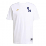 Adidas Originals Vrct FW24 Real Madrid &Uuml;mmarguse kaelusega kootud mugav l&uuml;hikeste varrukatega T-s&auml;rk Meeste pealisr&otilde;ivad Valge JL6116 XXL