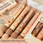 4 tk Cartoon Armsad Capybara kustutatavad geelpliiatsid Kawaii kiiresti kuivavad, siledad elegantsed neutraalsed pliiatsid, esteetilised kirjatarbed 4Pcs