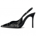 Zara PU N&otilde;elakandjad Mugavad Mitmek&uuml;lgsed Terava Ninaga Avatud Seljaga Stilettokannad 10cm Naiste K&otilde;rged Kingad Must 13205510-38 36