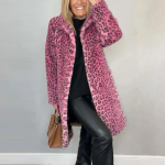 Naiste moekas &uuml;hev&auml;rviline rev&auml;&auml;riga keskmise pikkusega pl&uuml;&uuml;sist mantel XXL roosa