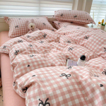 Roosa tekikoti komplekt Klassikaline ruuduline &Uuml;heinimese/Kuninganna suurusega T&uuml;drukutele Poistele L&otilde;bus leht Padjap&uuml;&uuml;r Ilma t&auml;idiseta Pehme Kodu kaunistus Voodipesu komplekt Twin 3pcs 150x200&set