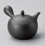 Tokoname Kyusu Teekann 440ml Shunjuu Hanamon Valmistatud Jaapanis M must