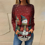 Naiste T-s&auml;rgid Vabaaja &Uuml;mara kaelusega Pikkade varrukatega S&auml;rgid J&otilde;ulud Prindiga Top Pullover XL