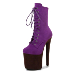 Naiste 20cm K&otilde;rge Kontsaga Pole Dance Saapad - Suede, Platvorm, &Uuml;mar Nina, Madal Saabas Catwalki ja &Ouml;&ouml;klubi jaoks 28 V&auml;rvi 43 purple