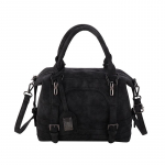 Naiste Boston Tekstuuriga Suure Mahutavusega Retro Matt Crossbody K&auml;ekott must