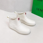 fashion Rubber Shoes Women Waterproof Rain Boots Trend Ankle Galoshes Woman Casual Flats Working Couples Rainshoes Botas De Lluvia 36 valge