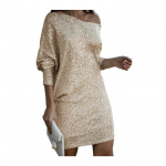 Naiste &otilde;htukleit, l&auml;ikiv litriga kaldus kaelus, &uuml;ks &otilde;lg, kolm neljandikku varrukatega, p&otilde;lve kohal avara minikleit balli&otilde;htu kleit 2XL