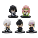 Uus 9 tk/komplekt Anime Demon Slayer tegelaskujud - Tanjirou Nezuko Zenitsu Inosuke Kyoujurou Q versioon PVC Kawaii m&auml;nguasjade kinkekomplekt black